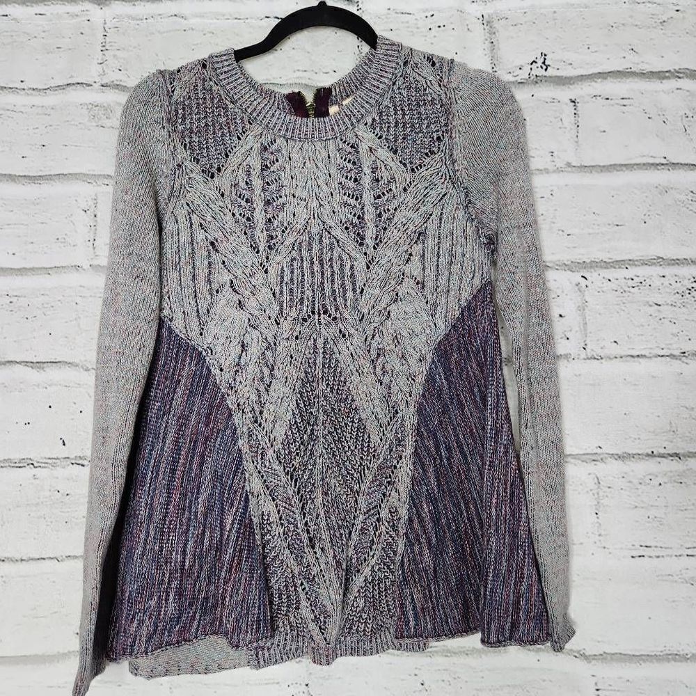 Anthropologie Moth Anita Knit Swing Sweater Womens XS Pullover Marled